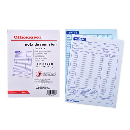 Notas bond 1/4 carta 1 tinta c/folio