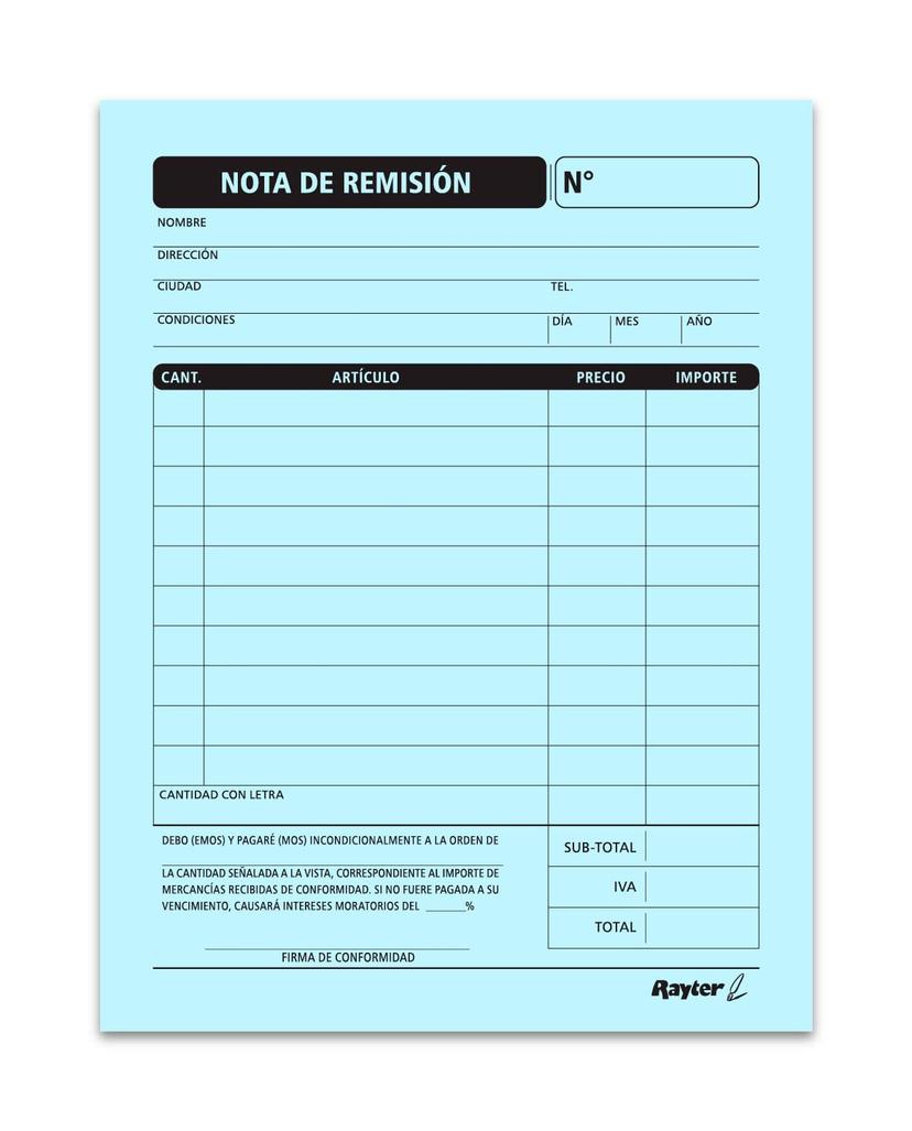 Notas 1/2 carta 1 tinta 1 copia c/folio