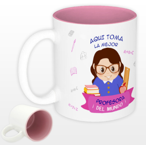 Taza blanca interior color 9x20cm