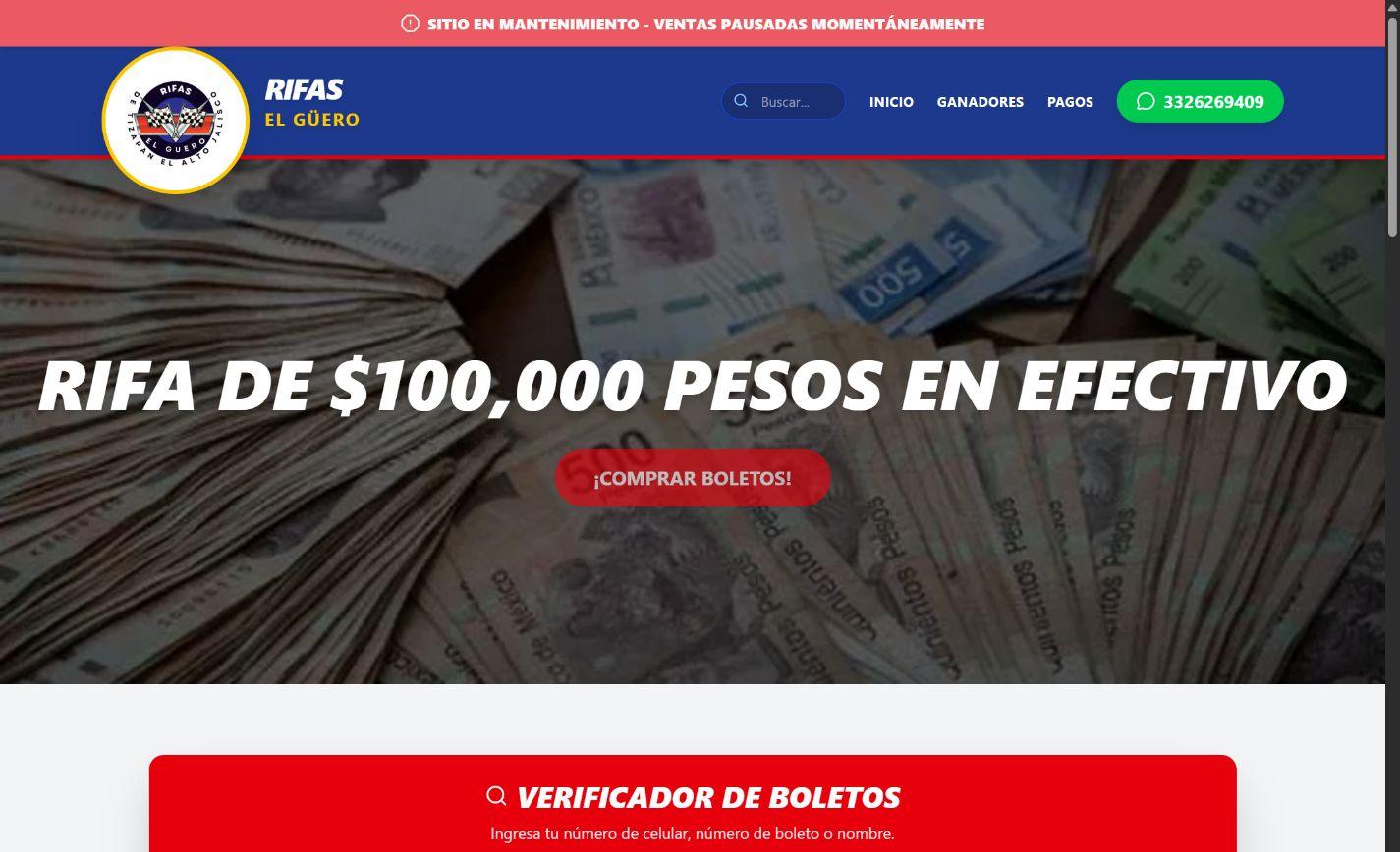 Rifas El Guero en computadora