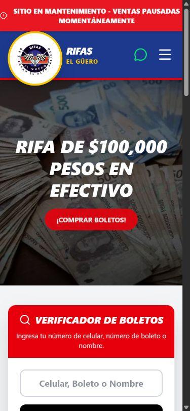 Rifas El Guero en celular