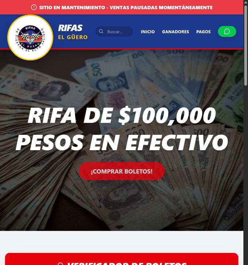 Rifas El Guero en tableta